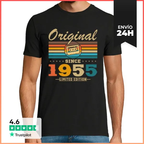 Camiseta Hombre Clásica 70 Cumpleaños 70 Años Vintage 1955