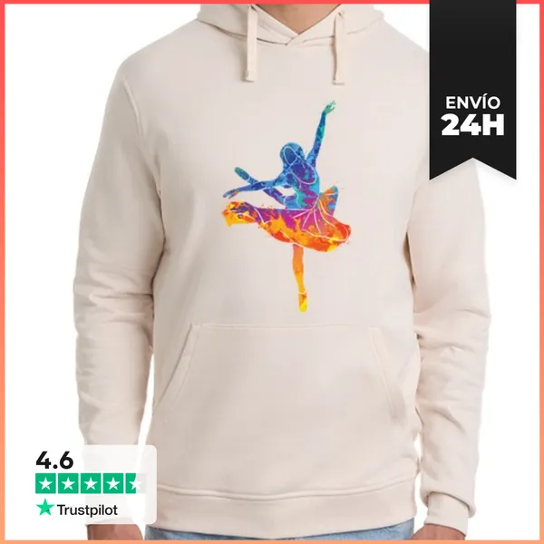 Sudadera Unisex Con Capucha Bailarina De Ballet Acuarela