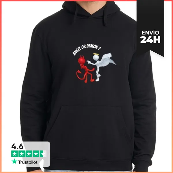 Sudadera Unisex Con Capucha Ángel O Demonio LaTostadora