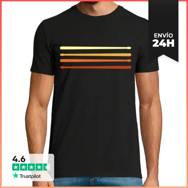 Camiseta Hombre Clásica Batería Baquetas Baterista Rock