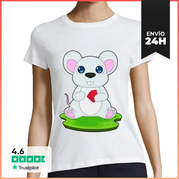 Camiseta Mujer Clásica Ratón Póker Cartas De Póker LaTostadora