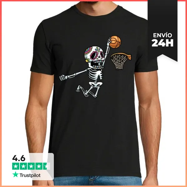 Camiseta Hombre Clásica Esqueleto De Calavera De Azúcar Jugando