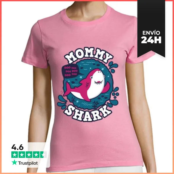 Camiseta Mujer Clásica Mommy Shark Trazo LaTostadora