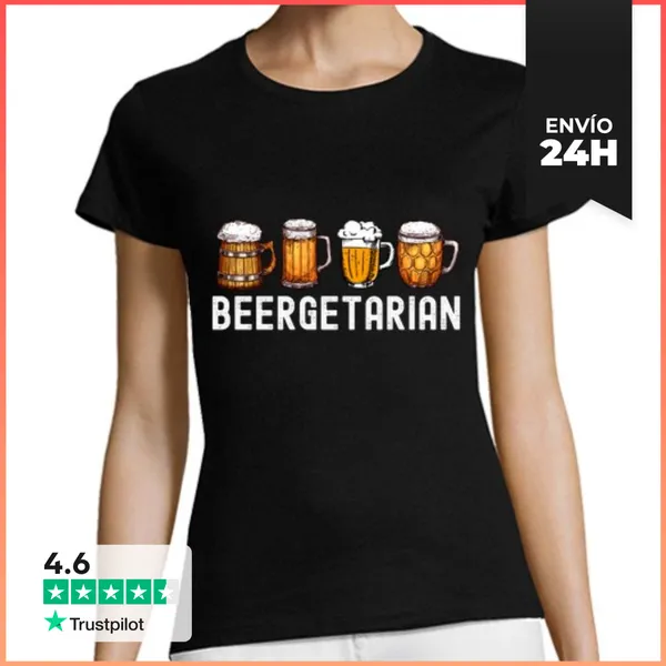 Camiseta Mujer Clásica Beergetarian Amantes Cerveza Artesanal