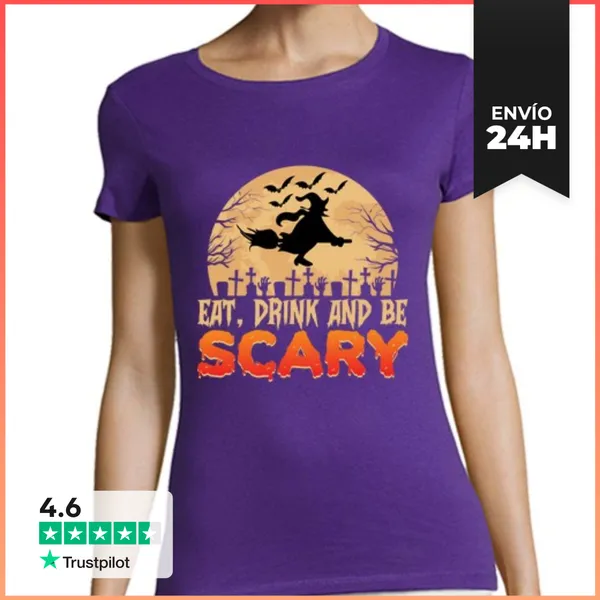 Camiseta Mujer Clásica Eat, Drink And Be Scary LaTostadora