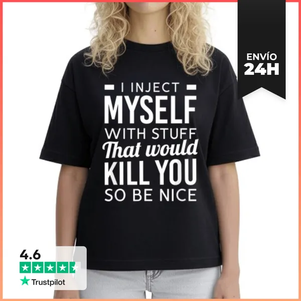 Camiseta Mujer Boxy Me Inyecto Cosas Tipo 1 Divertidas