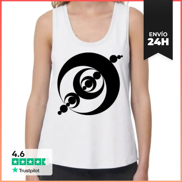 Camiseta Mujer Sin Mangas, Loose Fit Diseño De Círculo De