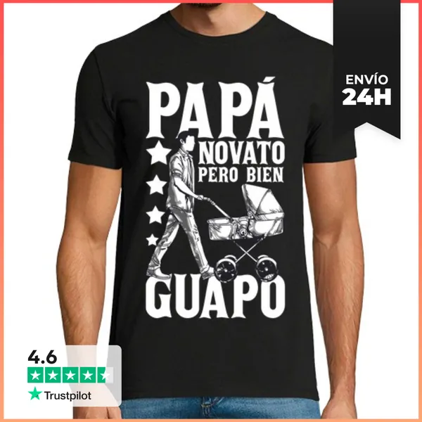 Camiseta Hombre Clásica Papá Novato Pero Guapo Día Del Padre