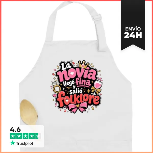 Delantal Premium Con Bolsillo La Novia Llegó Fina Y Salió