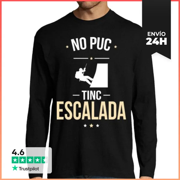 Camiseta Hombre Manga Larga No Puedo Tengo Escalada Catalán