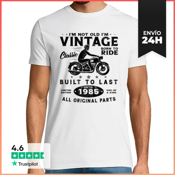 Camiseta Hombre Clásica 1985 Vintage Moto Regalo De Cumpleaños
