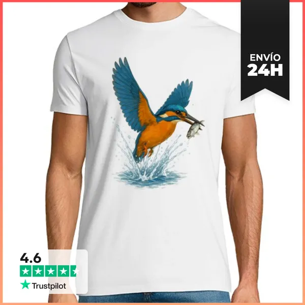 Camiseta Hombre Clásica Martín Pescador Ornitología LaTostadora