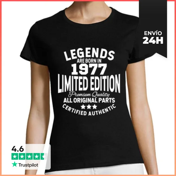 Camiseta Mujer Clásica Las Leyendas Nacen En 1977 LaTostadora
