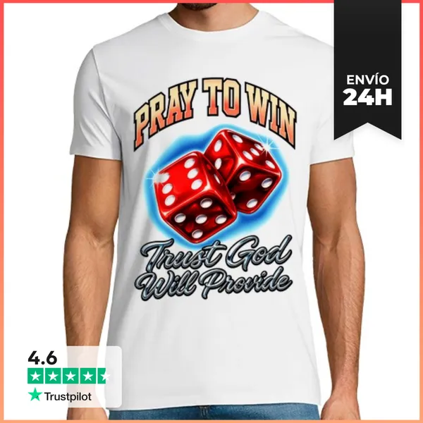 Camiseta Hombre Clásica Reza Para Ganar Suerte Dados Apuestas
