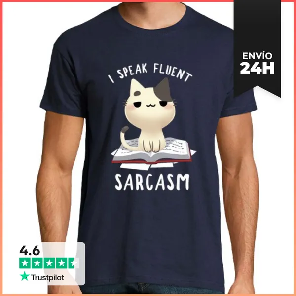 Camiseta Hombre Clásica Fluent Sarcasm - Funny Sassy Cat
