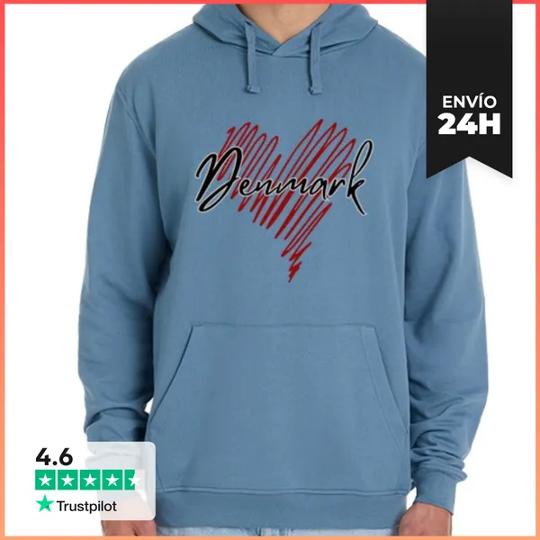 Sudadera Unisex Con Capucha Amo Dinamarca, Orgullo Danés