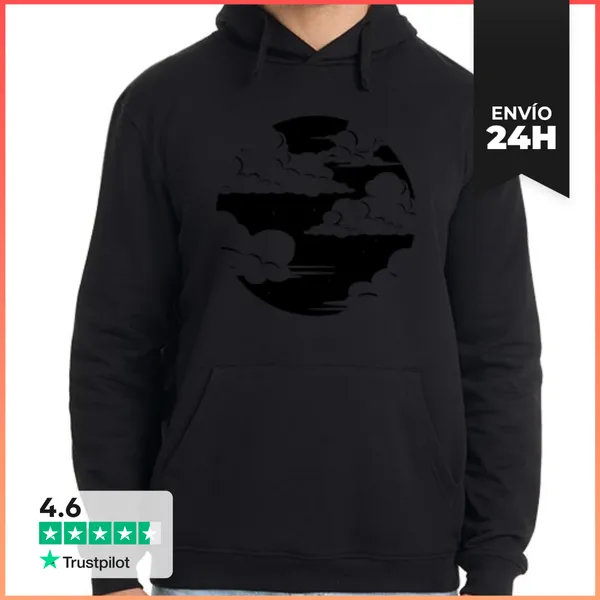 Sudadera Unisex Con Capucha Nube Negra Luna LaTostadora
