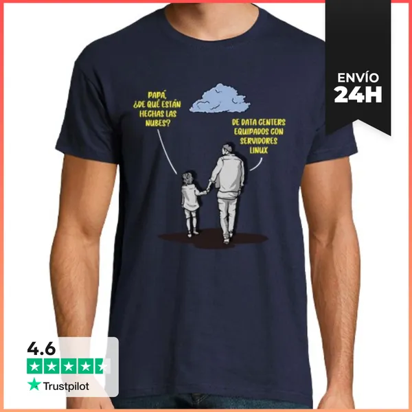 Camiseta Hombre Clásica Papá Programador Linux Informática Regalo