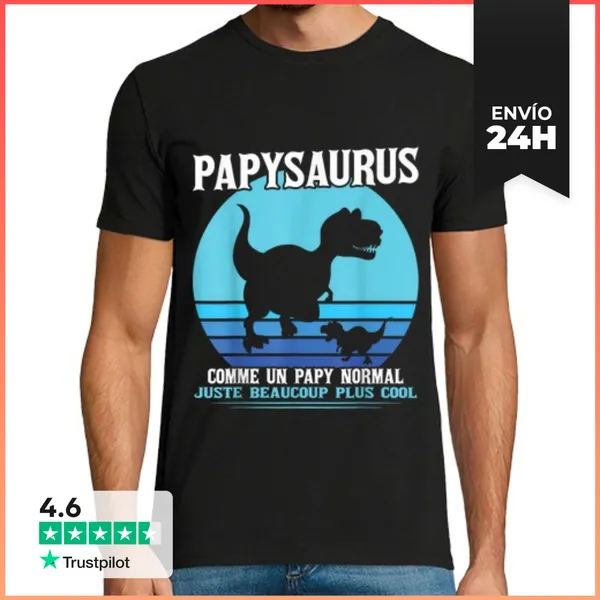 Camiseta Hombre Clásica Papysaurio Como Un Abuelo Normal Abuelo