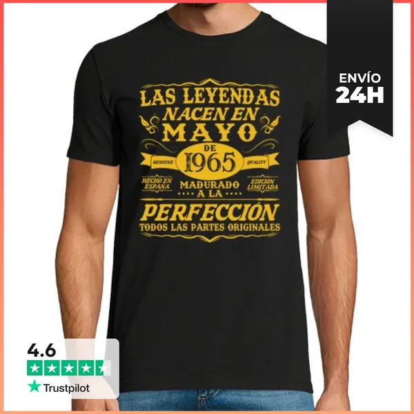 Camiseta Hombre Clásica 60 Años Nacen En Mayo 1965 Vintage