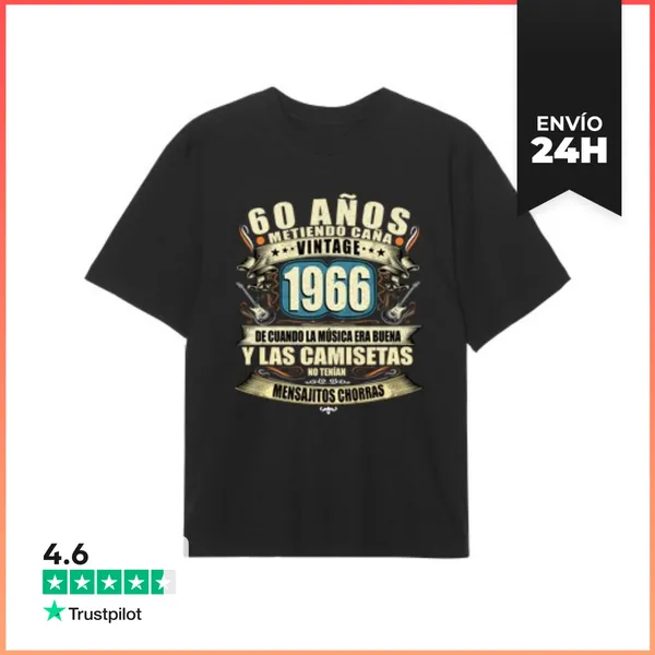 Camiseta Oversize 60 Años 1966 Cumpleaños Rock Retro LaTostadora