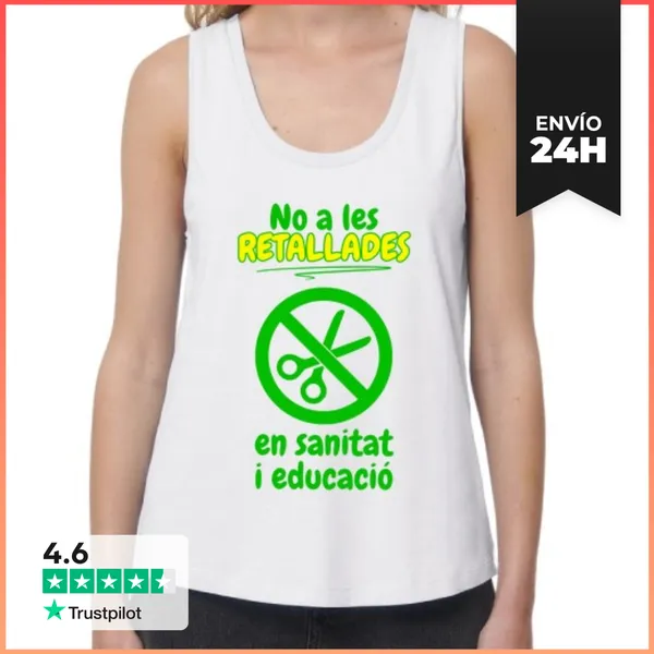 Camiseta Mujer Sin Mangas, Loose Fit No A Les Retallades En