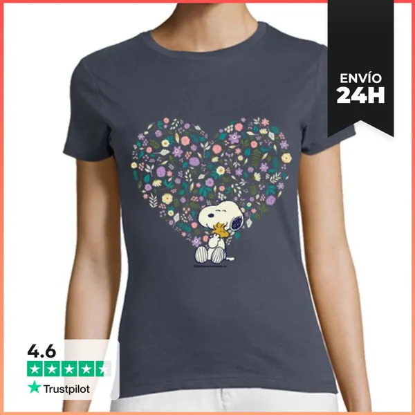 Camiseta Mujer Clásica Snoopy Woodstock Hearts LaTostadora