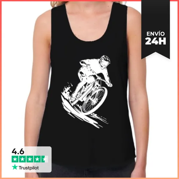 Camiseta Mujer Sin Mangas, Loose Fit Arte De Ciclista De