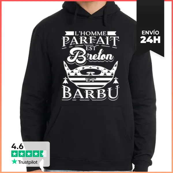 Sudadera Unisex Con Capucha Regalo Bretón Barbudo Para Hombres De