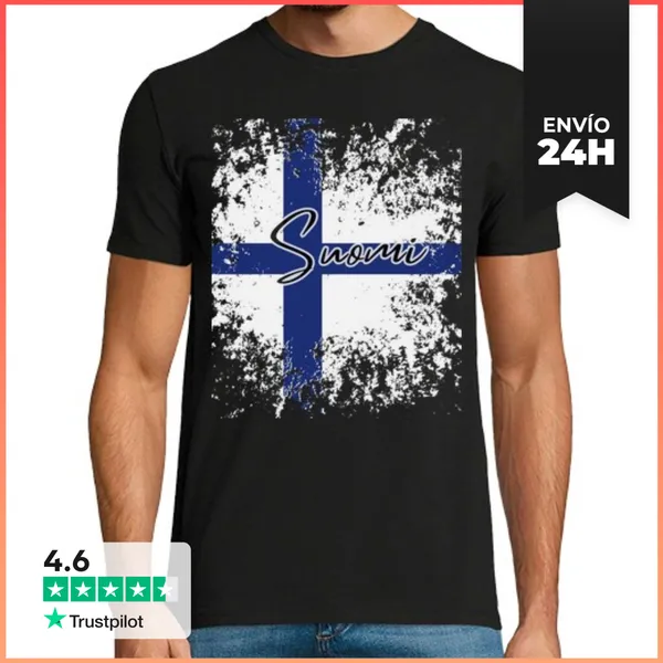 Camiseta Hombre Clásica Bandera Finlandia, Orgullo Finlandés