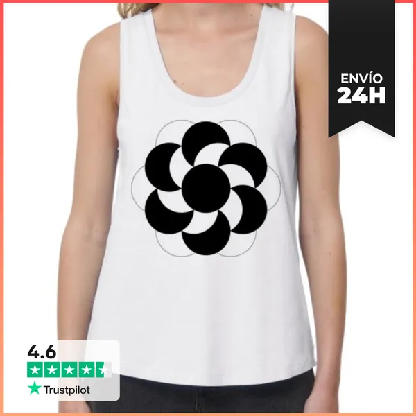 Camiseta Mujer Sin Mangas, Loose Fit Círculo De Cultivos De