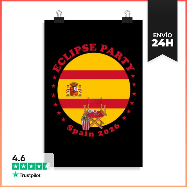 Póster Vertical Fiesta De Eclipse España 2026 Eclipse Solar Total