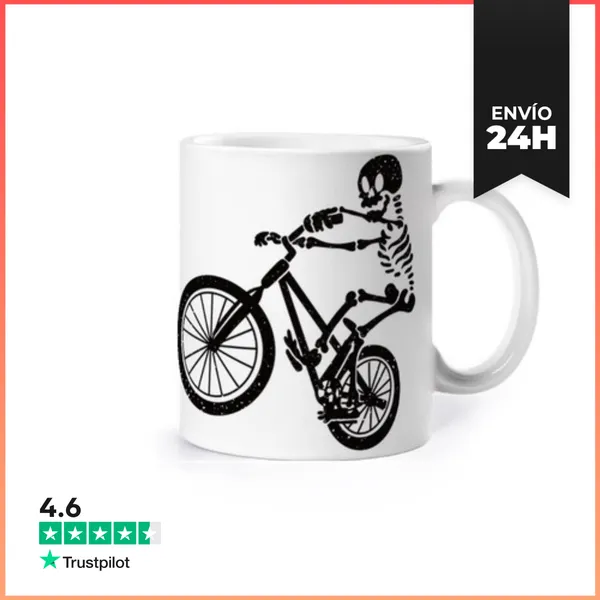 Taza Esqueleto En Bicicleta Taza Dos Lados LaTostadora
