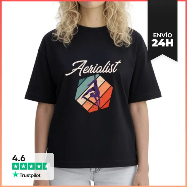 Camiseta Mujer Boxy Sedas Aéreas Bailarina Aeronáutica Seda