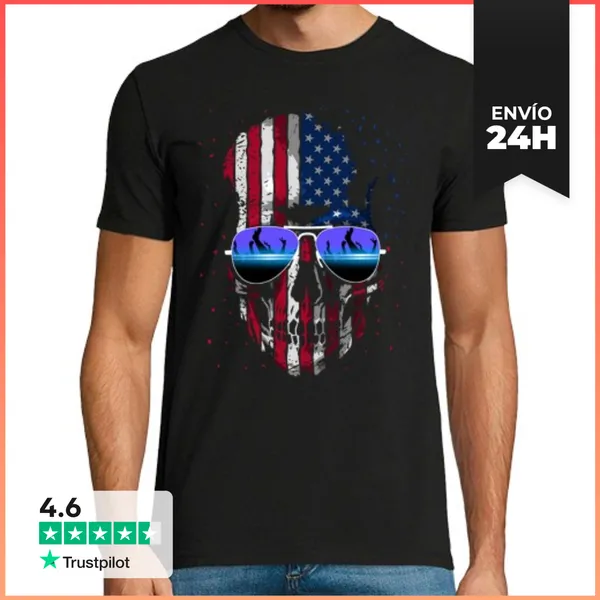 Camiseta Hombre Clásica DJ Calavera Americana LaTostadora