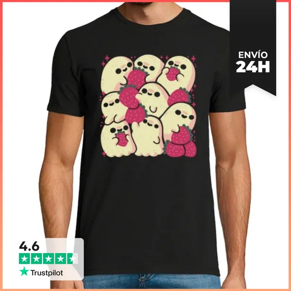 Camiseta Hombre Clásica Fantasmas Espeluznantemente Adorables Con