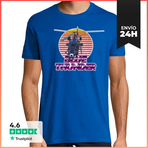 Camiseta Hombre Clásica Hombre, Manga Corta, Azul Royal, Calidad