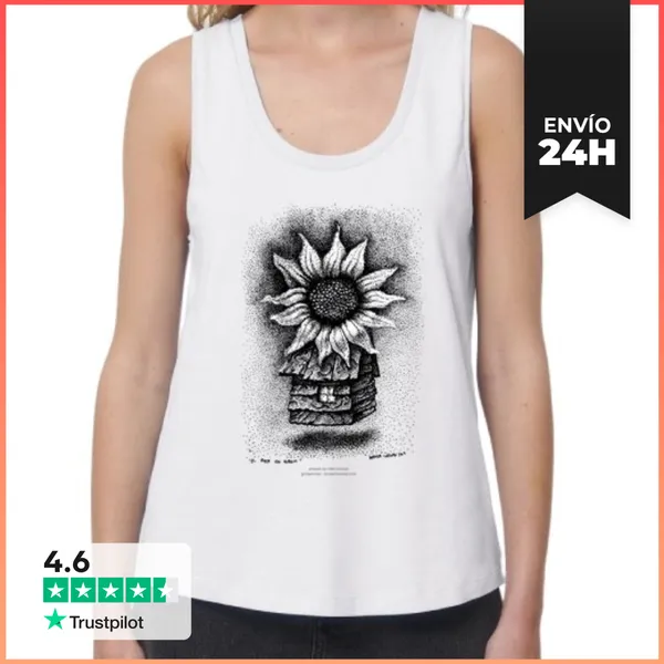 Camiseta Mujer Sin Mangas, Loose Fit Mujer, Tirantes Anchos