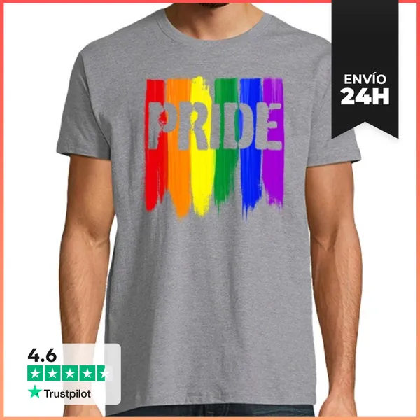 Camiseta Hombre Clásica Trazos De Pincel De Orgullo Lgbtq