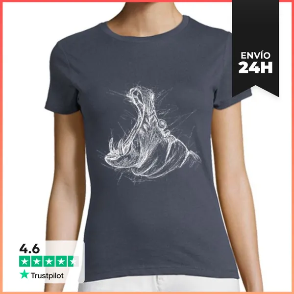 Camiseta Mujer Clásica Hipopotamo LaTostadora