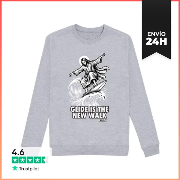 Sudadera Unisex Jesús Surfista - Nueva Caminata Deslizante - Meme