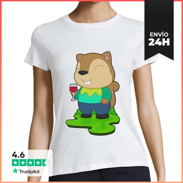 Camiseta Mujer Clásica Vino Tinto De Ardilla LaTostadora