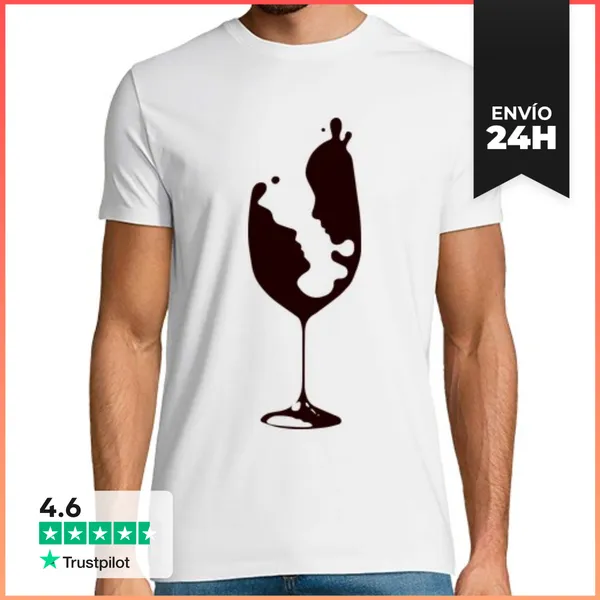 Camiseta Hombre Clásica Vino Caras LaTostadora