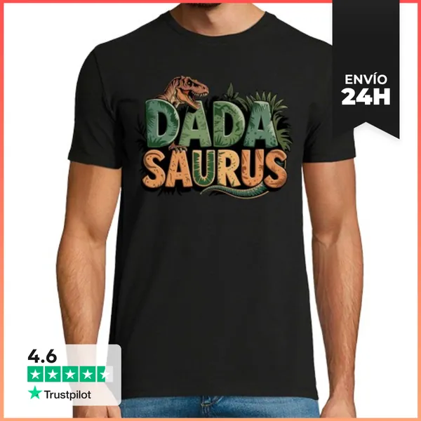 Camiseta Hombre Clásica Dadasaurus Dinosaurio Papá Saurus