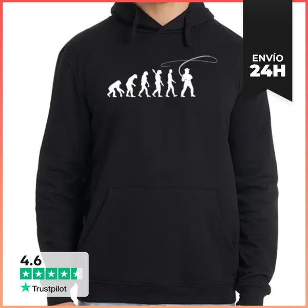 Sudadera Unisex Con Capucha Evolución De La Pesca Con Mosca