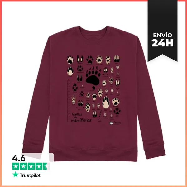 Sudadera Unisex Huellas De Mamíferos Ibéricos N. Común (