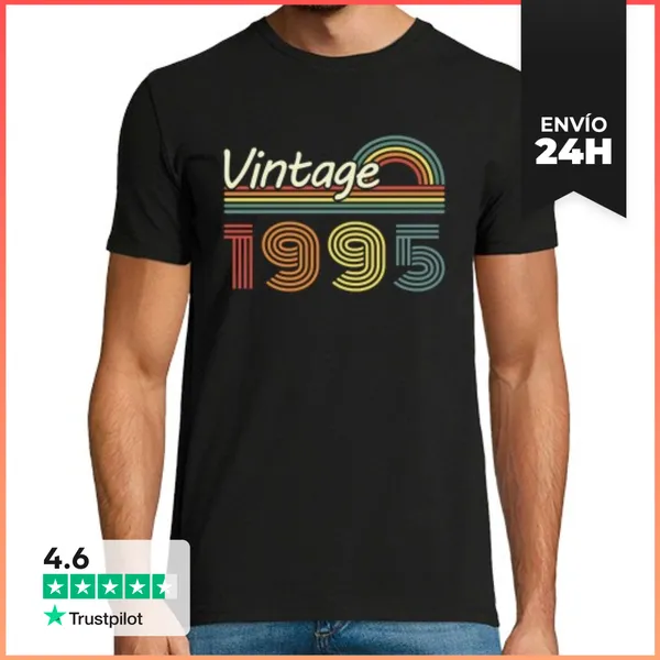 Camiseta Hombre Clásica 30 Años 1995 Vintage Cumpleaños Retro