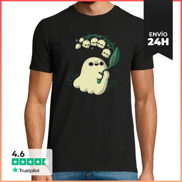 Camiseta Hombre Clásica El Fantasma Se Encuentra Con El Lirio De