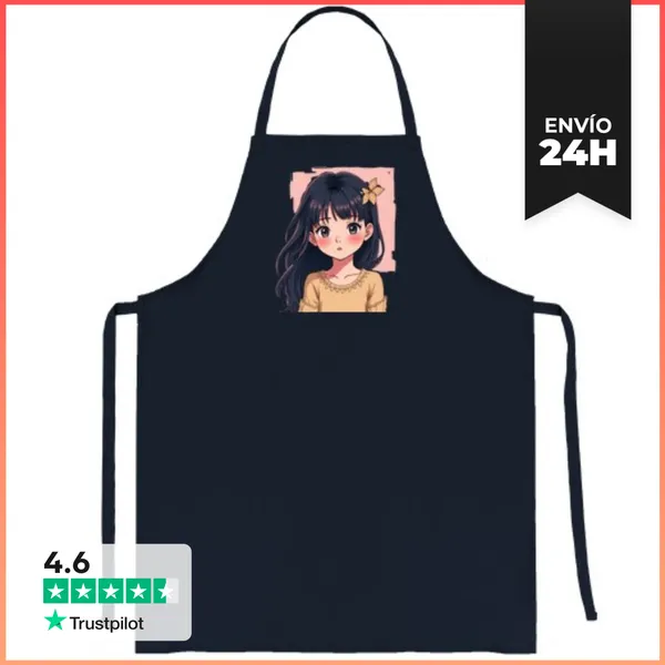 Delantal Chica Joven Anime Manga Flor Cabello Cocina Taller