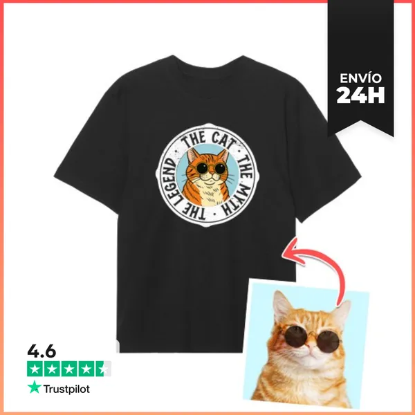 Camiseta Oversize Efecto Cartoon Camiseta Oversize The Cat The